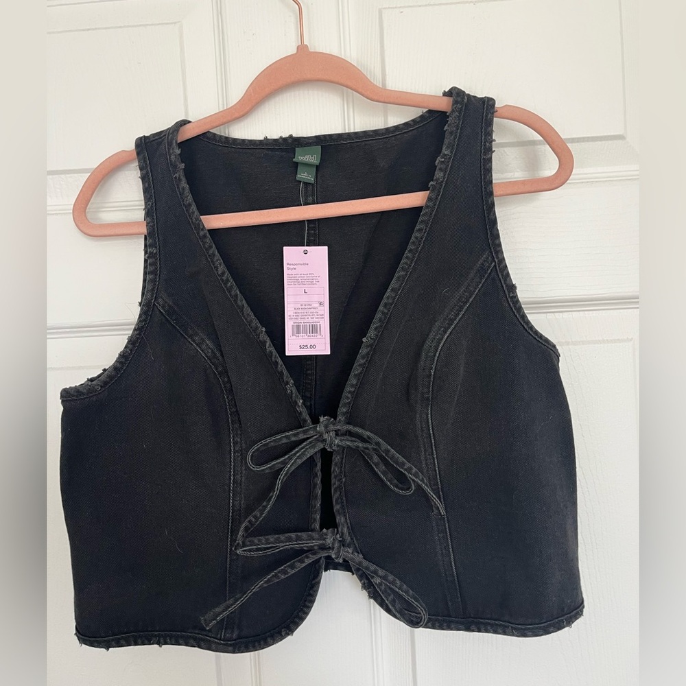 Black Denim Vest Crop Top